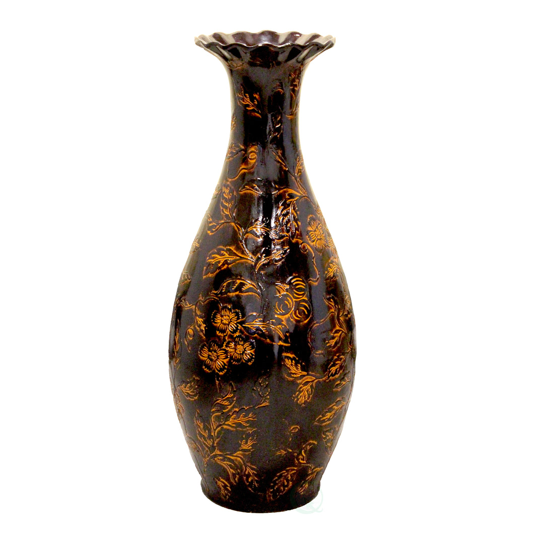 Tall Floor Vase, Traditional Brown home interior Vase, Ceramic Flower Holder Centerpiece for room decor, Livingroom Image 3