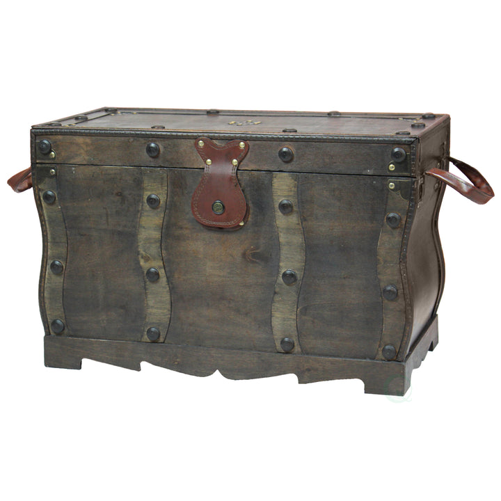 Antique Style Distressed Wooden Pirate Treasure Chest Image 1