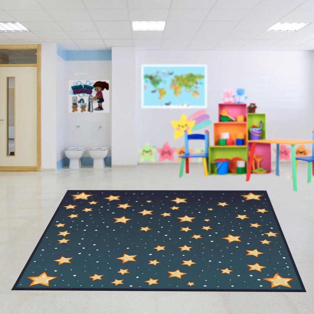 Deerlux 6 ft. Social Distancing Colorful Kids Classroom Seating Area Rug, Starry Sky Design Image 2
