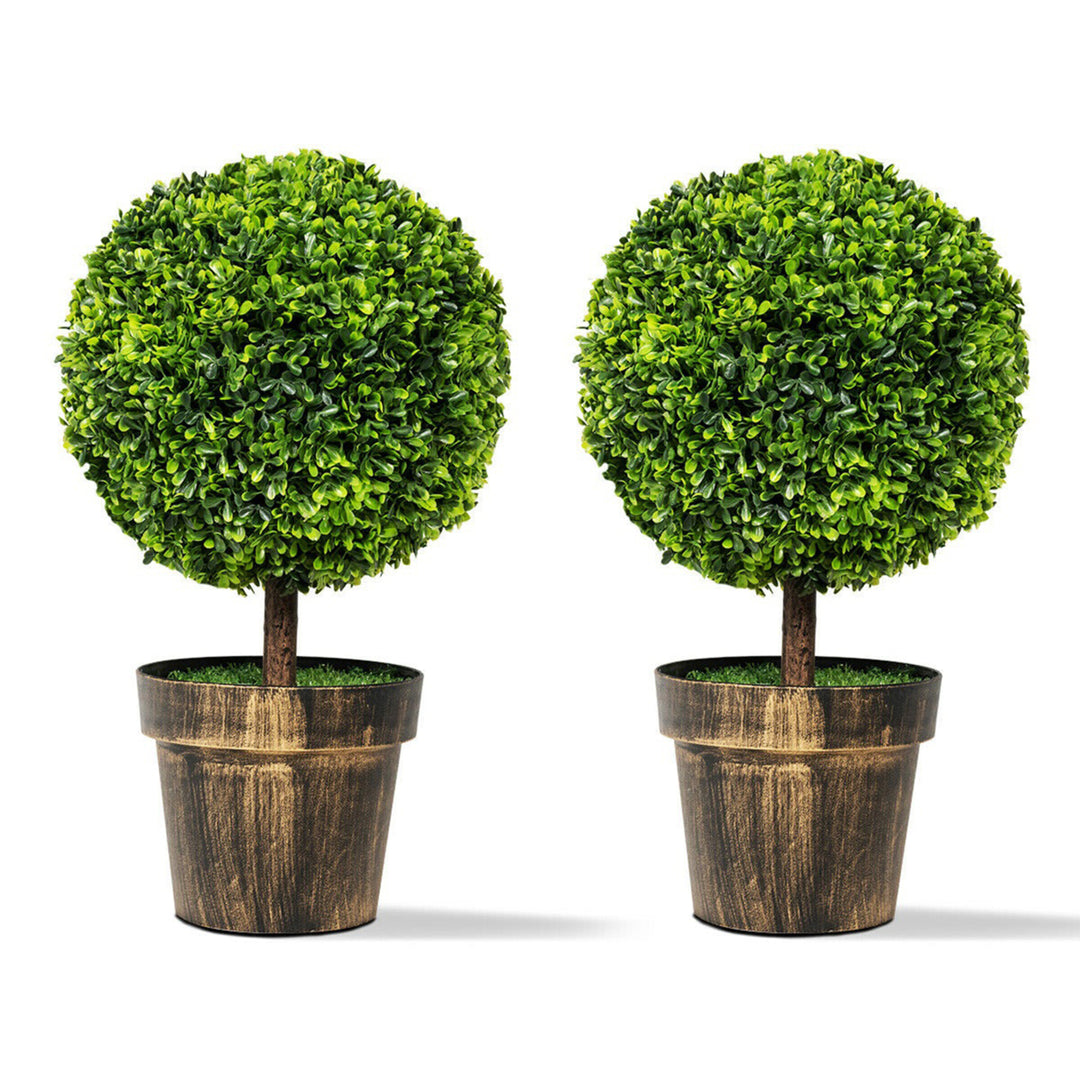 2PCS 22 Artificial Topiary Ball Tree Fake Boxwood Plant Home Image 1