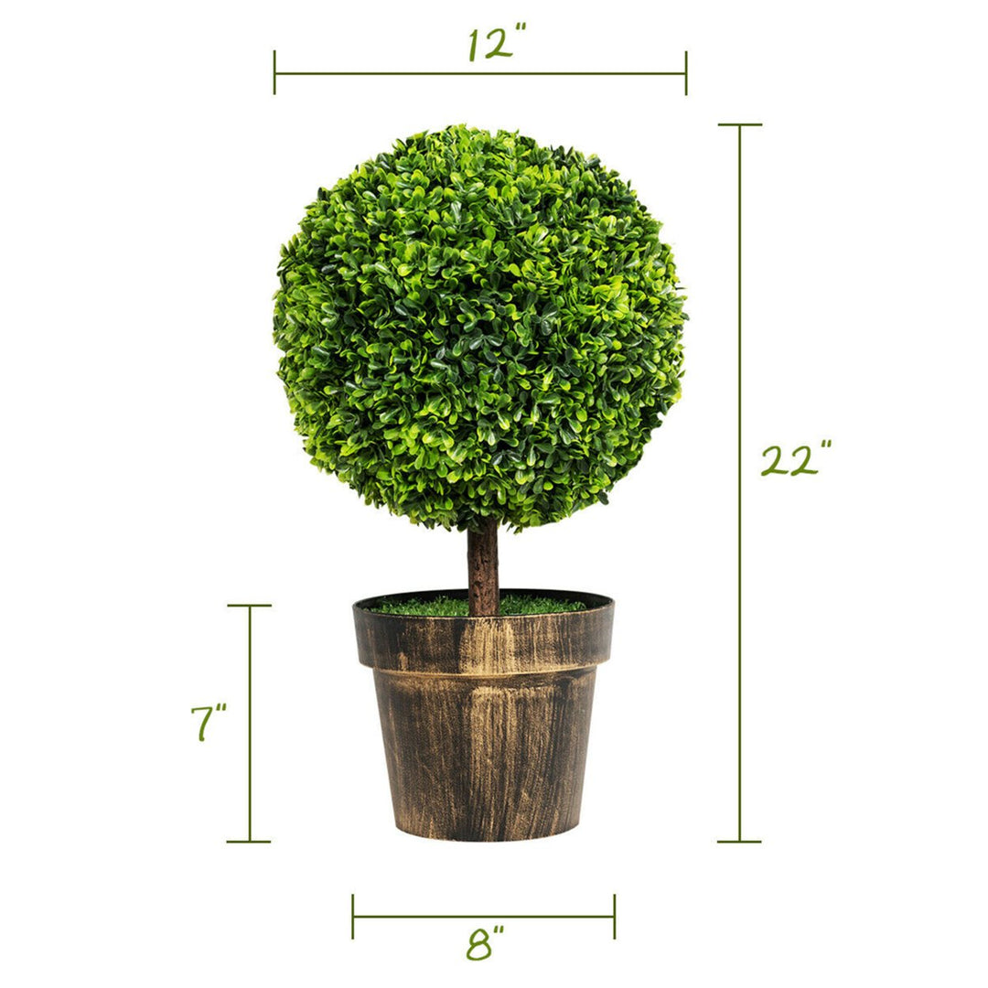 2PCS 22 Artificial Topiary Ball Tree Fake Boxwood Plant Home Image 2