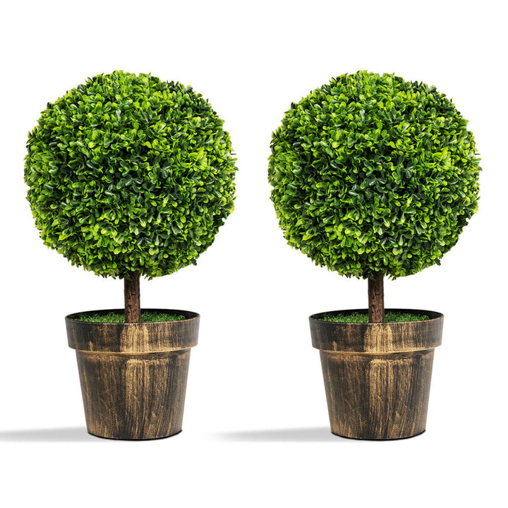 2PCS 22 Artificial Topiary Ball Tree Fake Boxwood Plant Home Image 4