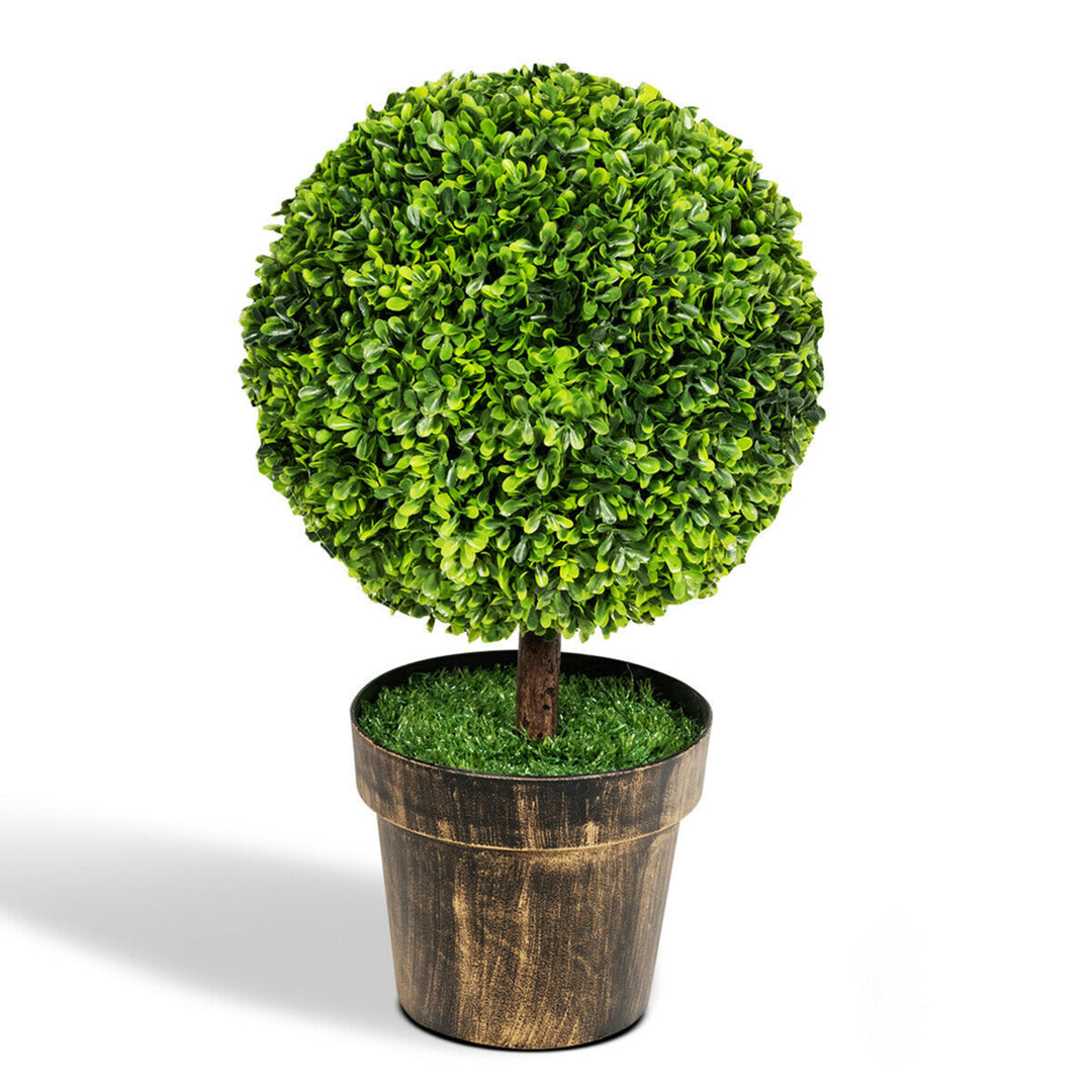 2PCS 22 Artificial Topiary Ball Tree Fake Boxwood Plant Home Image 5