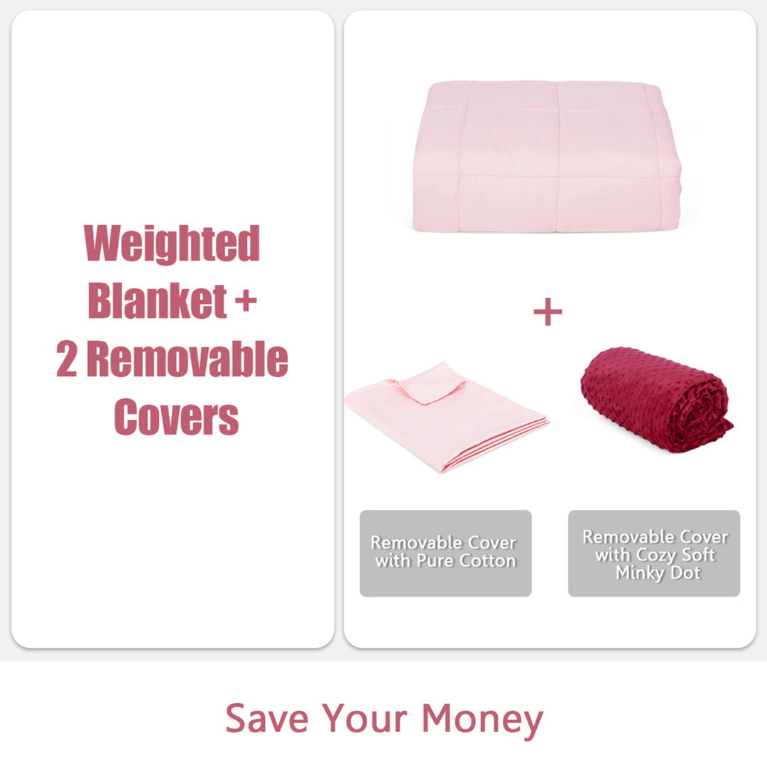 25lbs Heavy Weighted Blanket 3 Piece Set w/Hot and Cold Duvet Covers 60x80 Pink Image 7