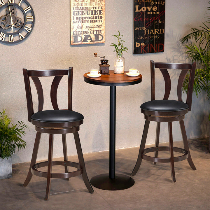 Set of 2 Swivel Bar stool 24 Counter Height Leather Padded Dining Kitchen Chair Image 3