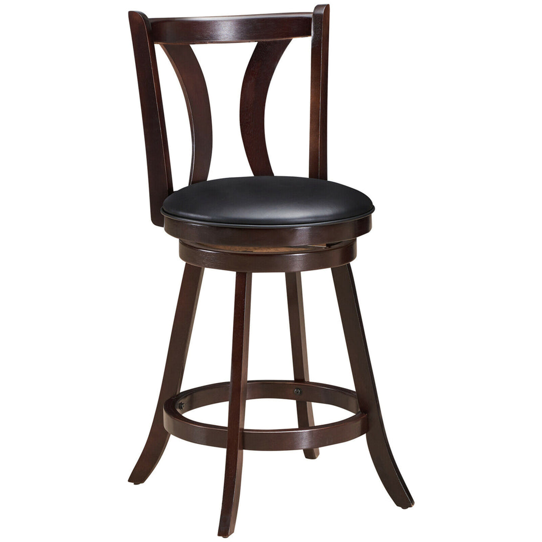 Set of 2 Swivel Bar stool 24 Counter Height Leather Padded Dining Kitchen Chair Image 4