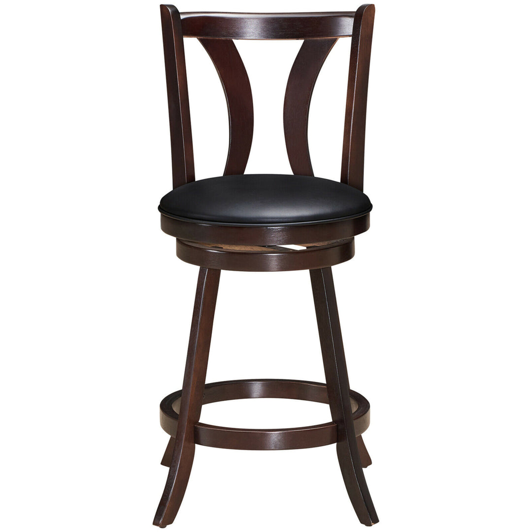 Set of 2 Swivel Bar stool 24 Counter Height Leather Padded Dining Kitchen Chair Image 5