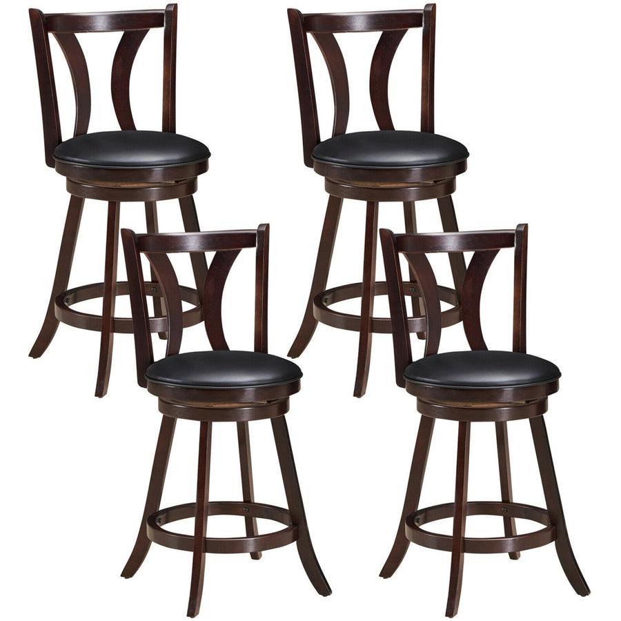 Set of 4 Swivel Bar stool 24 Counter Height Leather Padded Dining Kitchen Chair Image 1