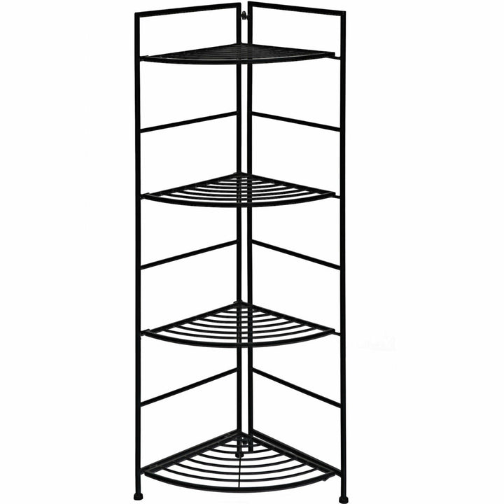 4 Tier Folding Metal Shelf Plant Stand Storage Open Shelf Corner Display Rack Image 1