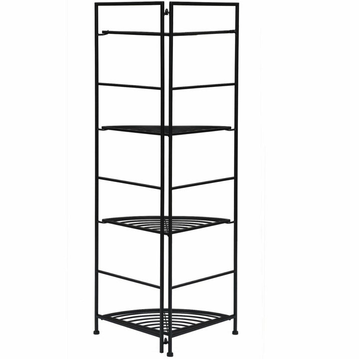 4 Tier Folding Metal Shelf Plant Stand Storage Open Shelf Corner Display Rack Image 8