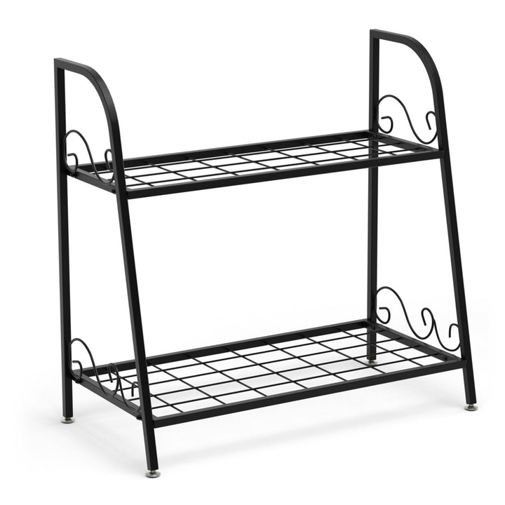 2-tier Metal Plant Stand Shelf Flower Pot Holder Display Rack Shoe Organizer Image 5