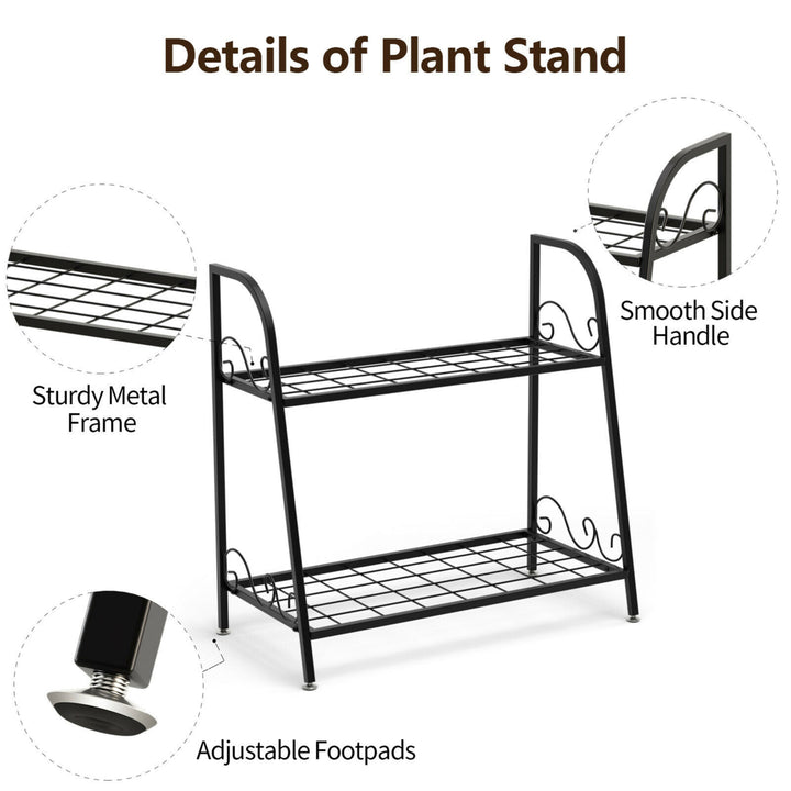 2-tier Metal Plant Stand Shelf Flower Pot Holder Display Rack Shoe Organizer Image 10