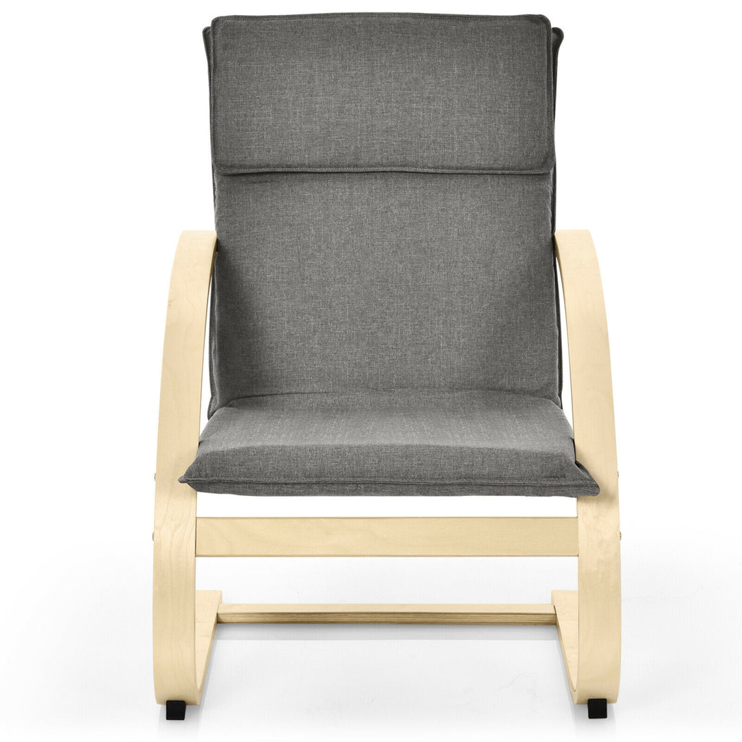 Modern Bentwood Lounge Chair Fabric Upholstered Accent Leisure Armchair Gray Image 5