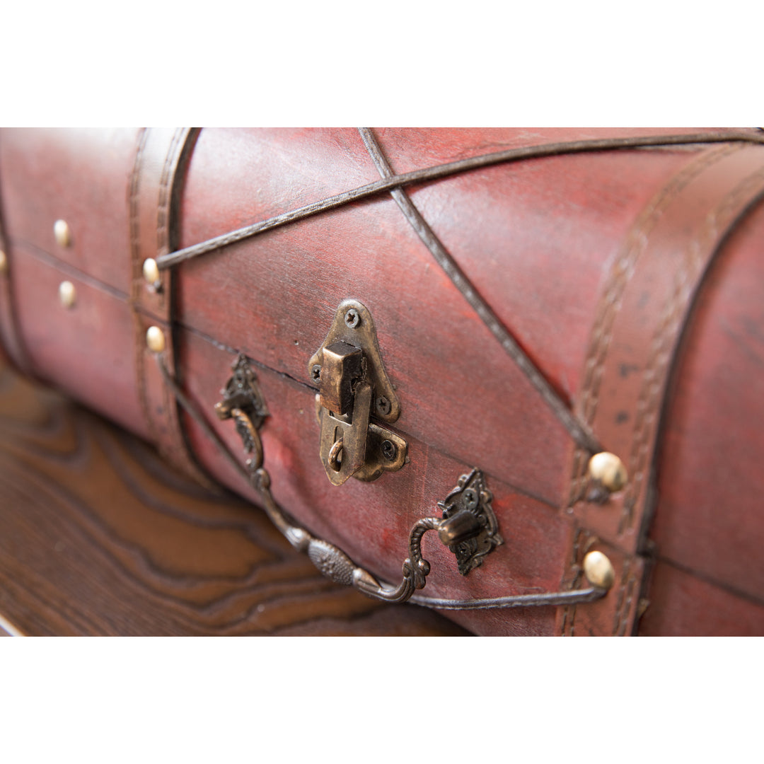 Antique Cherry Wooden Luggage Vintage Suitcase with Crisscross Design 16x10x6.5 Image 6