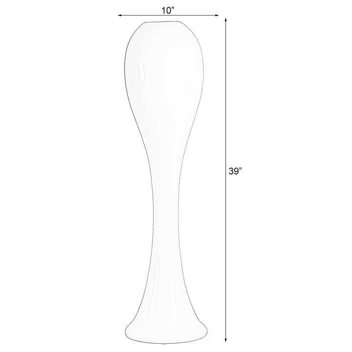 39" Tall White Narrow Unique Fiberglass Modern Floor Vase Image 6