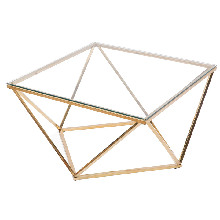 Diamond Shaped Glass Modern Stainless Steel Metal Coffee Table Image 3