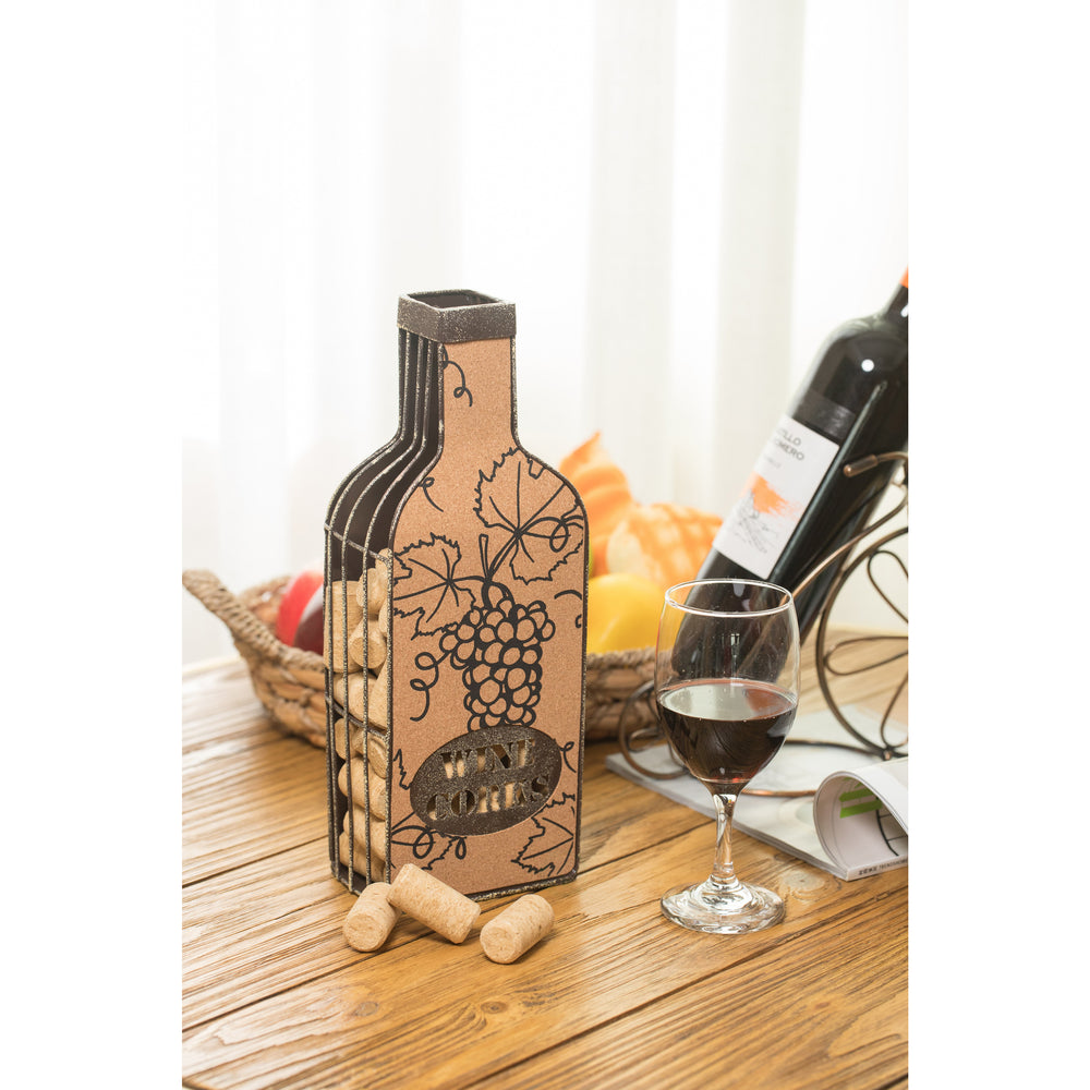 Vintage Metal Wine Cork Holder Bottle Shape Rustic Decor Durable Cork Storage Image 2