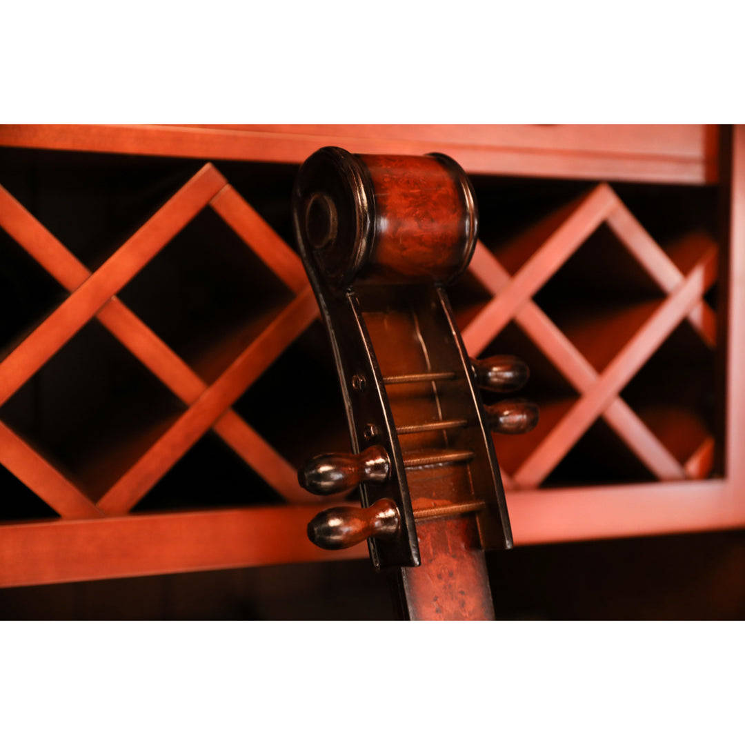 Wooden Violin Shaped Wine Rack-10 Bottle Decorative Wine Holder Image 4
