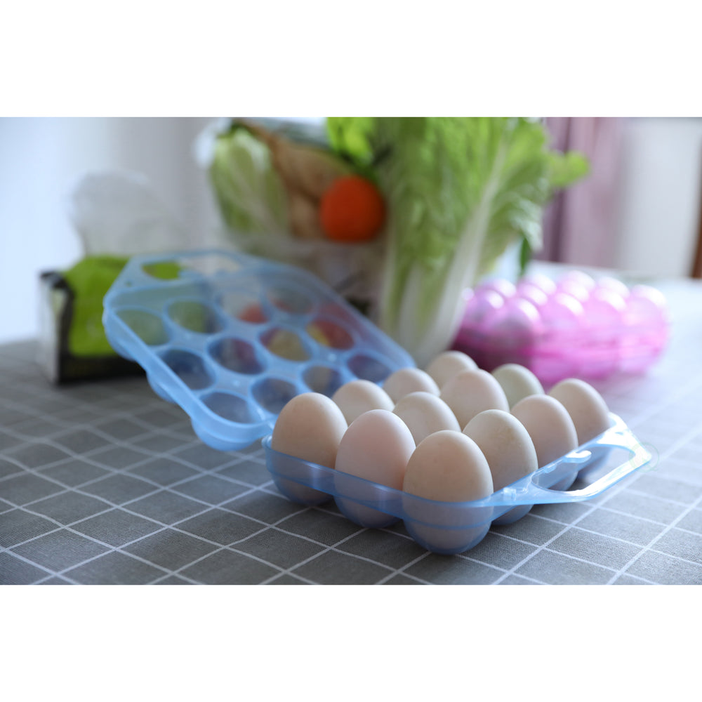 Clear Plastic Egg Carton 12 Egg Holder with Handle Stacking Storage 7.5x8x3 inches Image 2