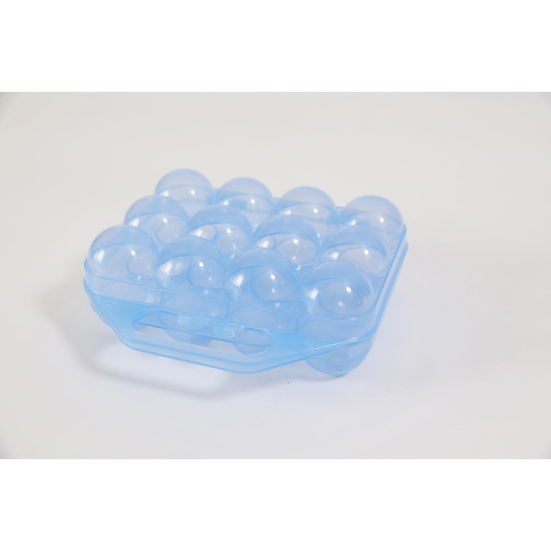 Clear Plastic Egg Carton 12 Egg Holder with Handle Stacking Storage 7.5x8x3 inches Image 3