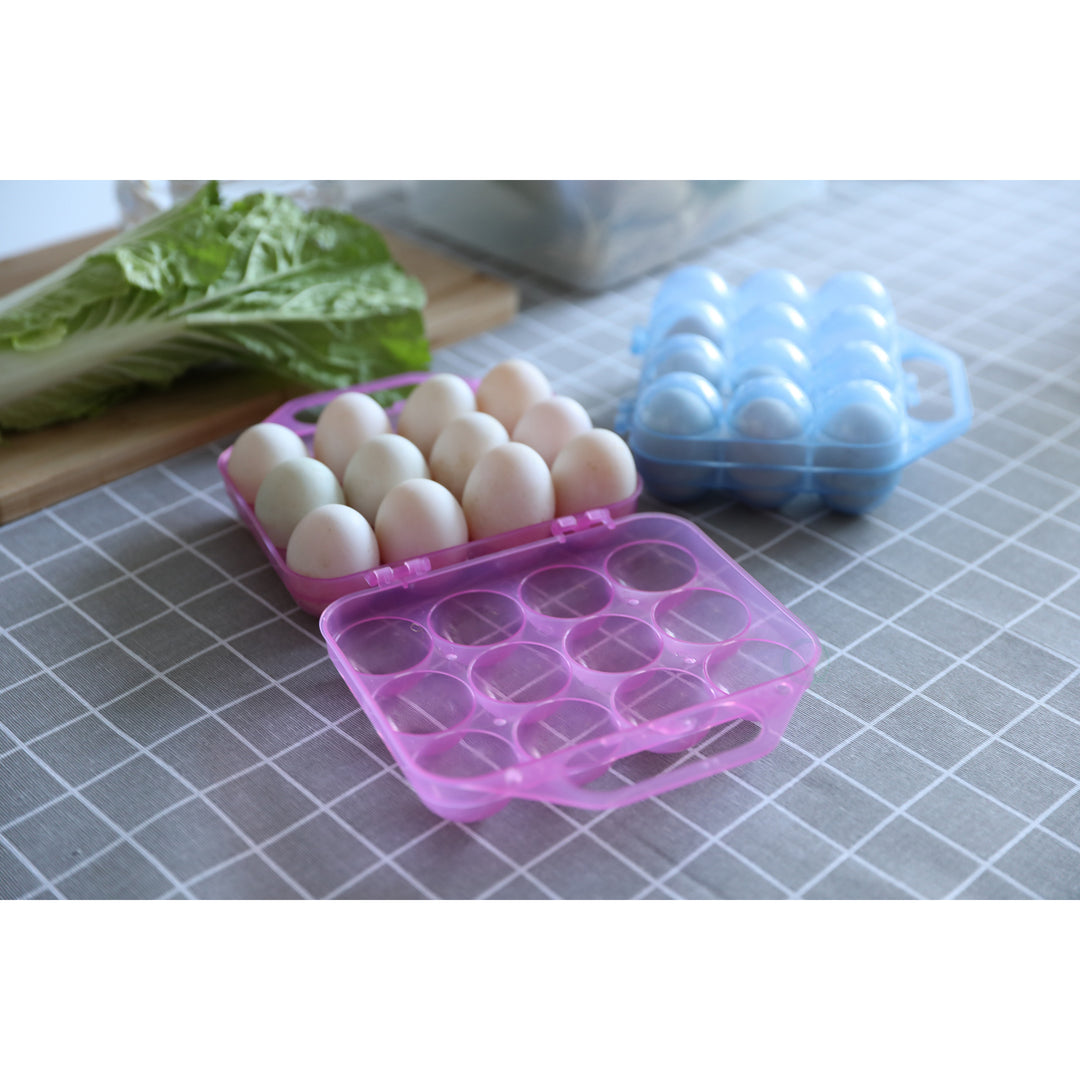 Clear Plastic Egg Carton 12 Egg Holder with Handle Stacking Storage 7.5x8x3 inches Image 7