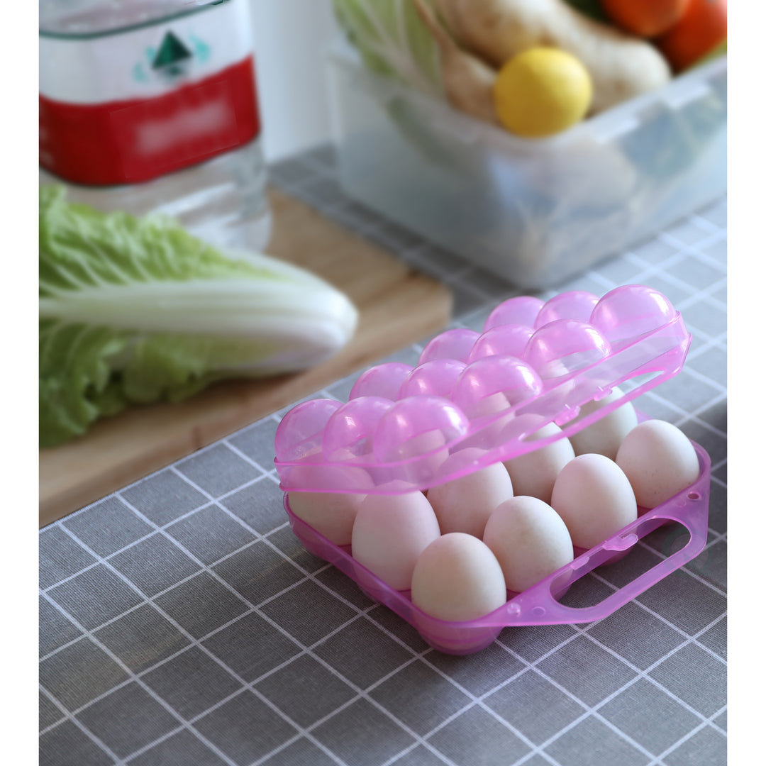 Clear Plastic Egg Carton 12 Egg Holder with Handle Stacking Storage 7.5x8x3 inches Image 9