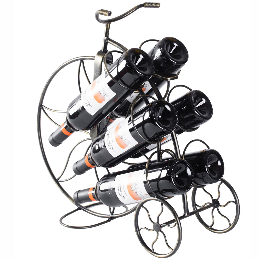 Vintage Metal Bicycle Wine Holder 6 Bottle Countertop Tabletop Wine Rack Image 1