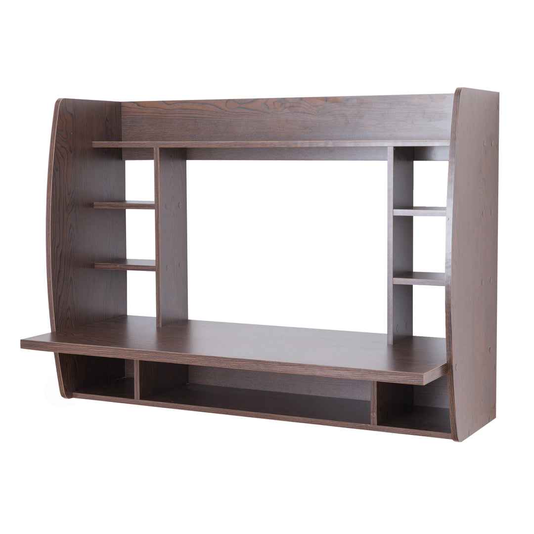 Wall Mount Floating Computer Desk 43x18 Modern Space Saving with Shelves Image 8