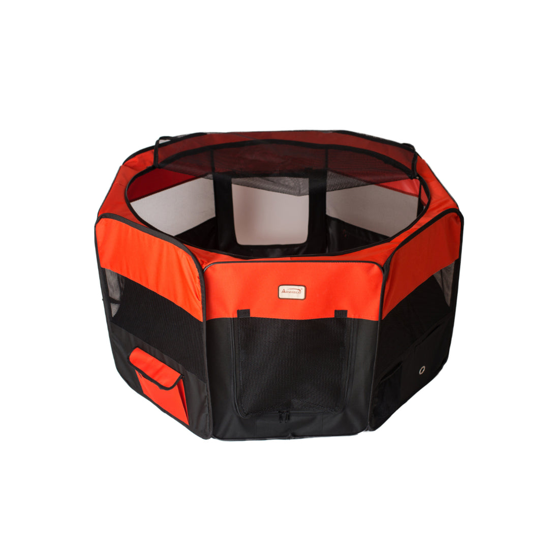 Armarkat PP002R-XL Portable Pet Playpen Black Red 49x49 inch Indoor Outdoor Image 3