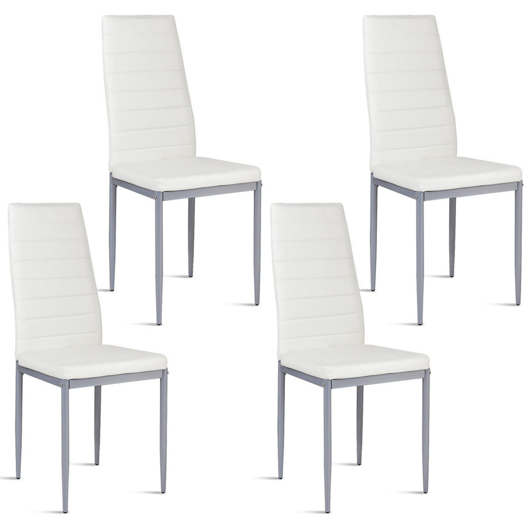 Set of 4 PU Leather Dining Side Chairs Elegant Design Home Furniture White Image 1