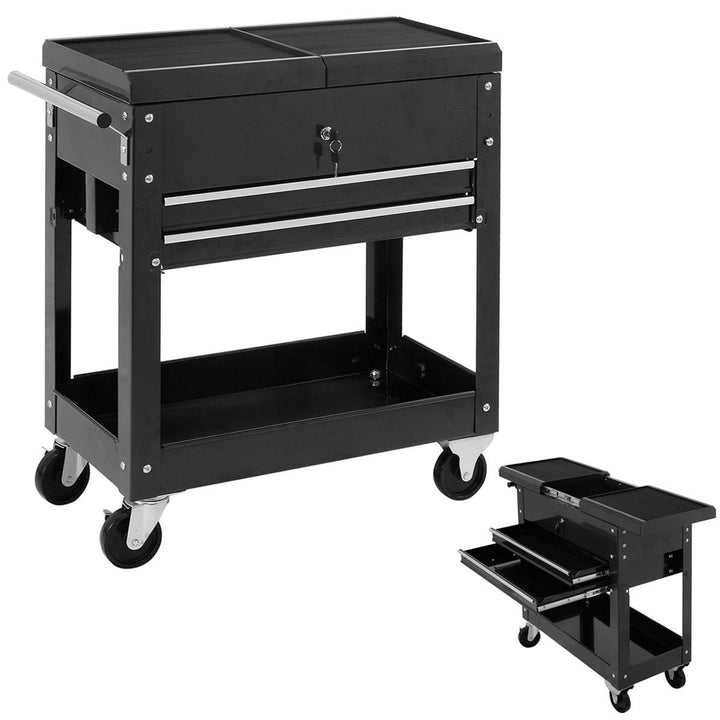 Rolling Mechanics Tool Cart Slide Top Utility Storage Cabinet Organizer 2 Drawer Image 1