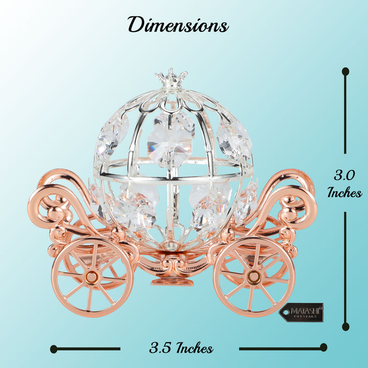 Matashi Rose Gold Crystal Studded Small Cinderella Pumpkin Coach Ornament Tabletop Home Decorative Showpiece Gift for Image 6