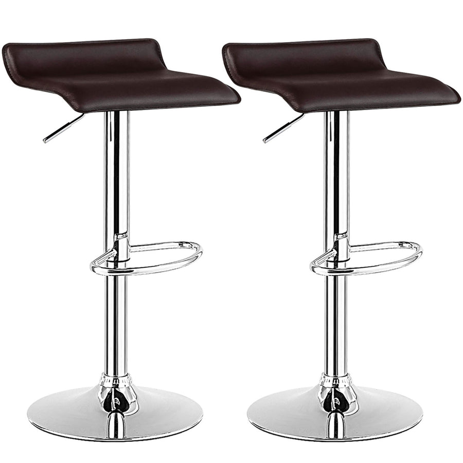 Set of 2 Swivel Bar Stool PU Leather Adjustable Kitchen Counter Bar Chair Coffee Image 1