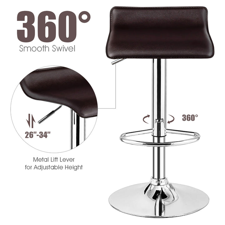 Set of 2 Swivel Bar Stool PU Leather Adjustable Kitchen Counter Bar Chair Coffee Image 7