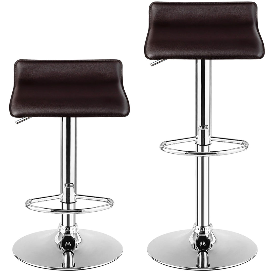 Set of 2 Swivel Bar Stool PU Leather Adjustable Kitchen Counter Bar Chair Coffee Image 9