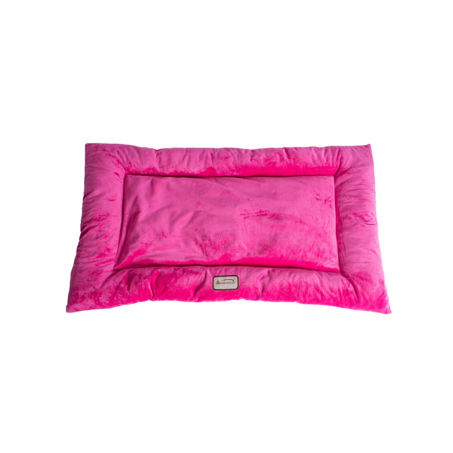 Armarkat M01CZH-M Medium Pet Bed Mat Pink Velvet Poly Fill Cushion 27x19 inches Image 1