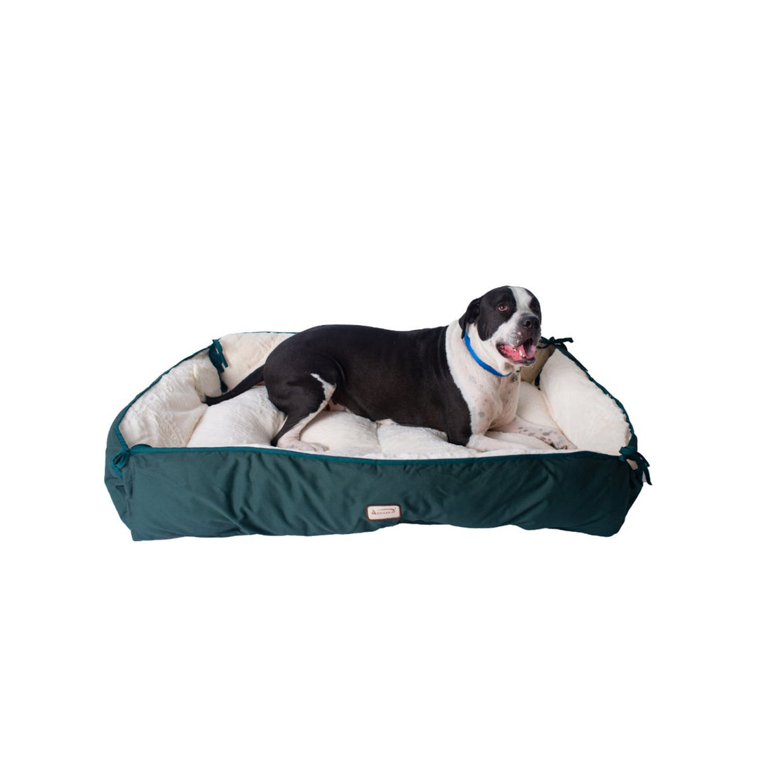 Armarkat D04 Extra Large Green Ivory Pet Bed and Mat Heavy-Duty Plush Canvas Image 2