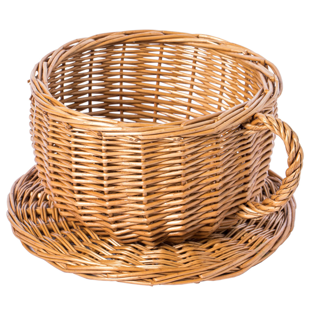 Willow Wicker Coffee Mug Basket 12x10 Rustic Decorative Gift Desk Organizer Image 1