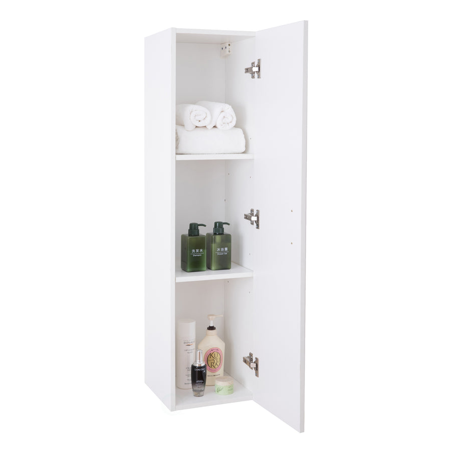 Modern White Wall Mounted Bathroom Cabinet 47.25 inches Tall with Adjustable Shelves Image 1