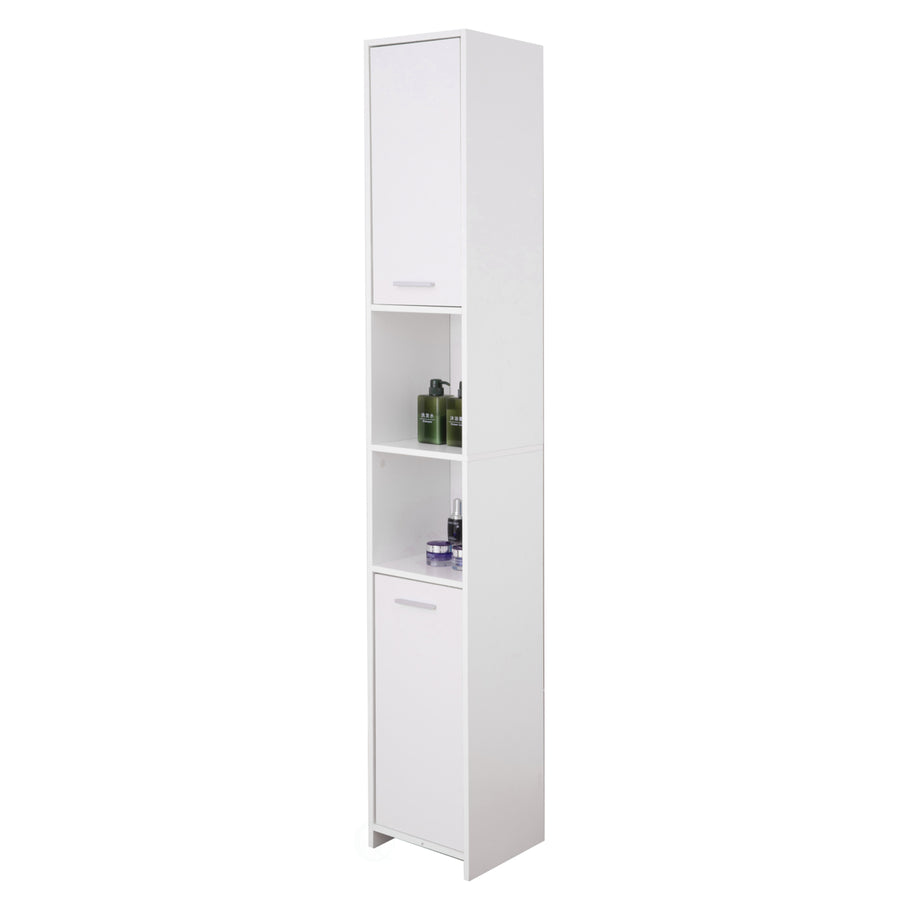 Versatile 77-Inch White Storage Cabinet Linen Tower with Adjustable Shelves Image 1