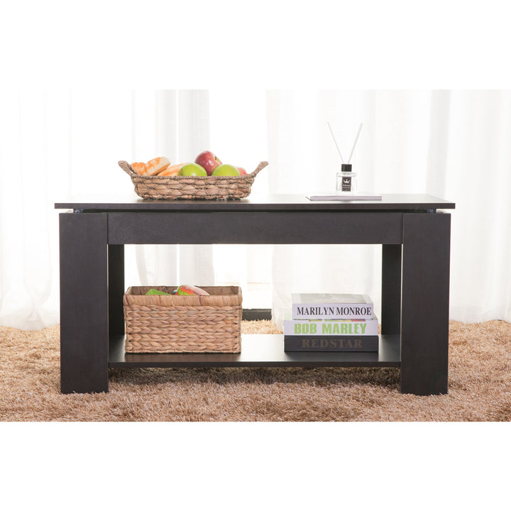 Modern Wood Coffee Table with Lift Tabletop Image 3