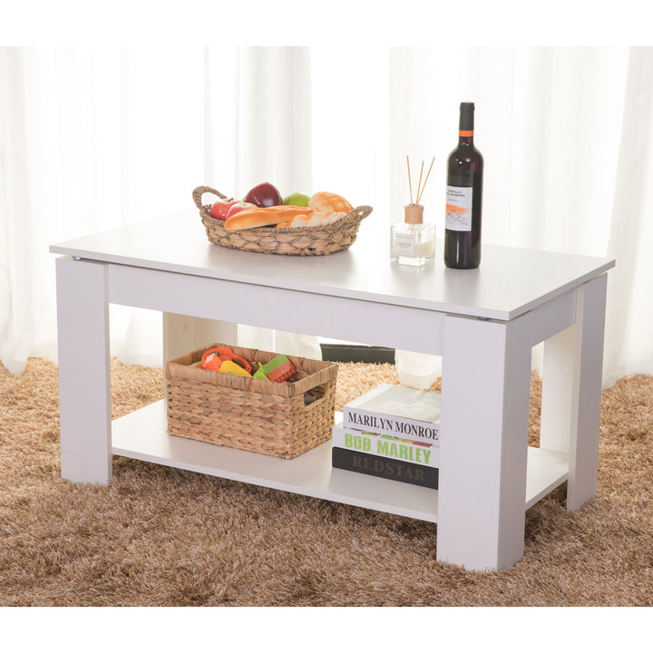 Modern Wood Coffee Table with Lift Tabletop Image 9