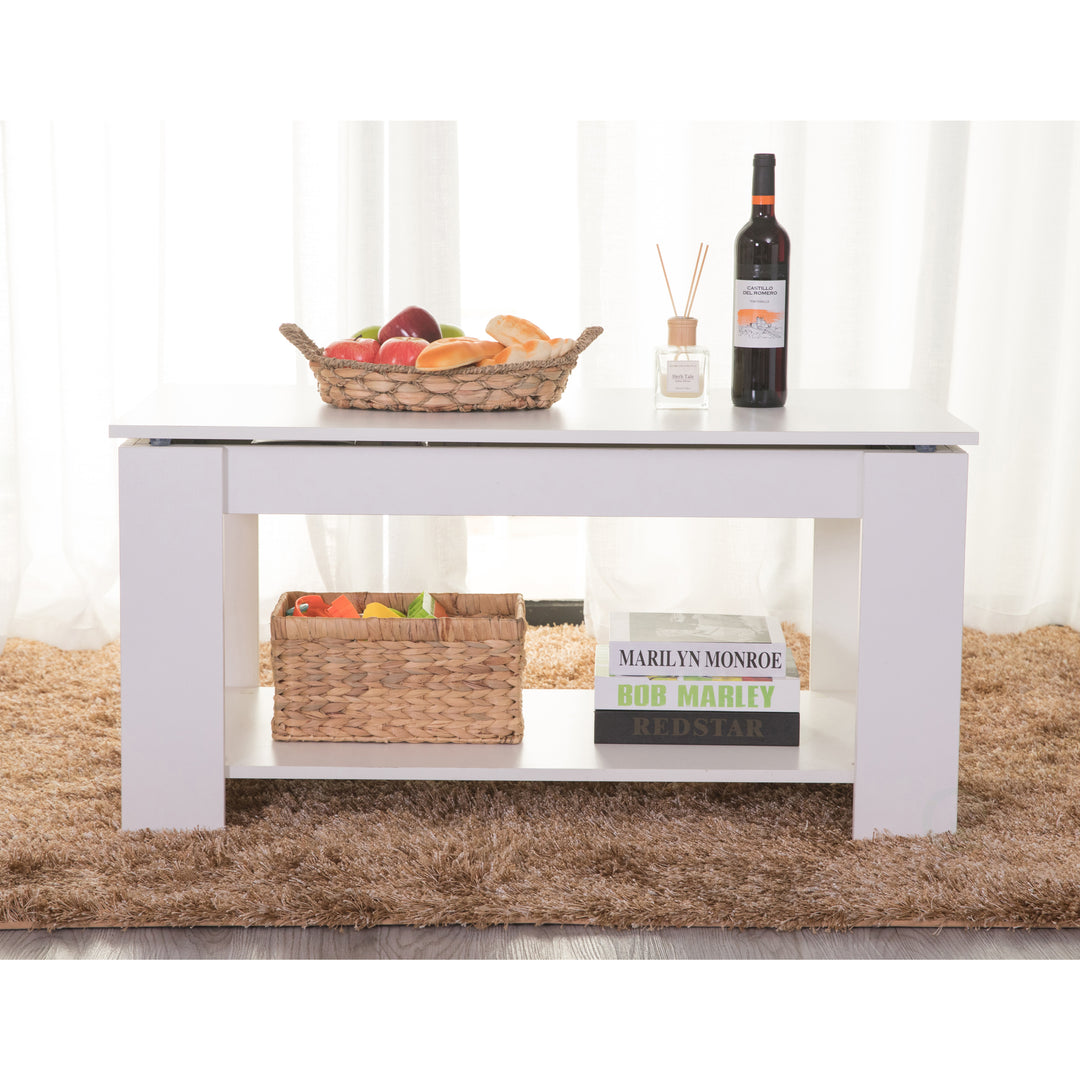 Modern Wood Coffee Table with Lift Tabletop Image 11