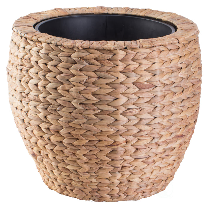 Water Hyacinth Round Floor Planter with Metal Pot Image 3