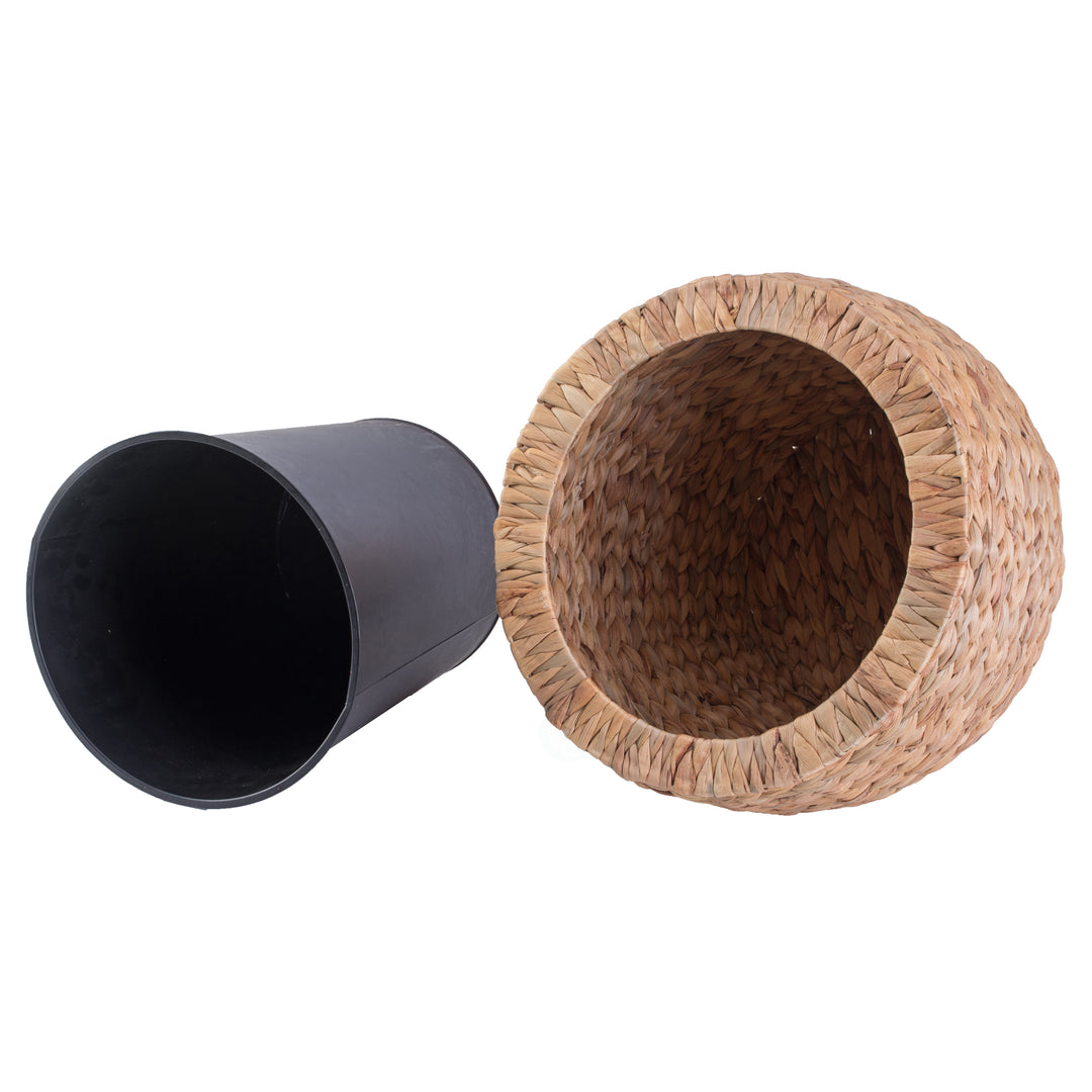 Water Hyacinth Round Floor Planter with Metal Pot Image 4