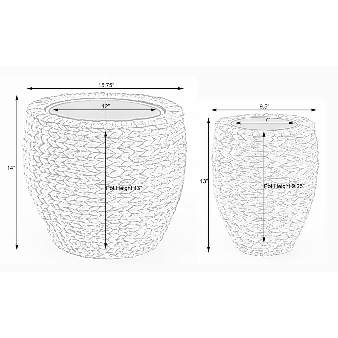 Water Hyacinth Round Floor Planter with Metal Pot Image 5