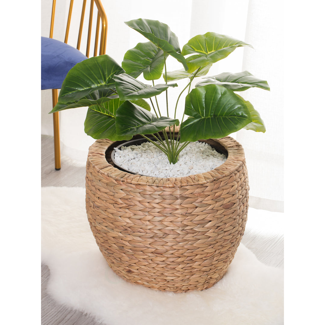 Water Hyacinth Round Floor Planter with Metal Pot Image 9