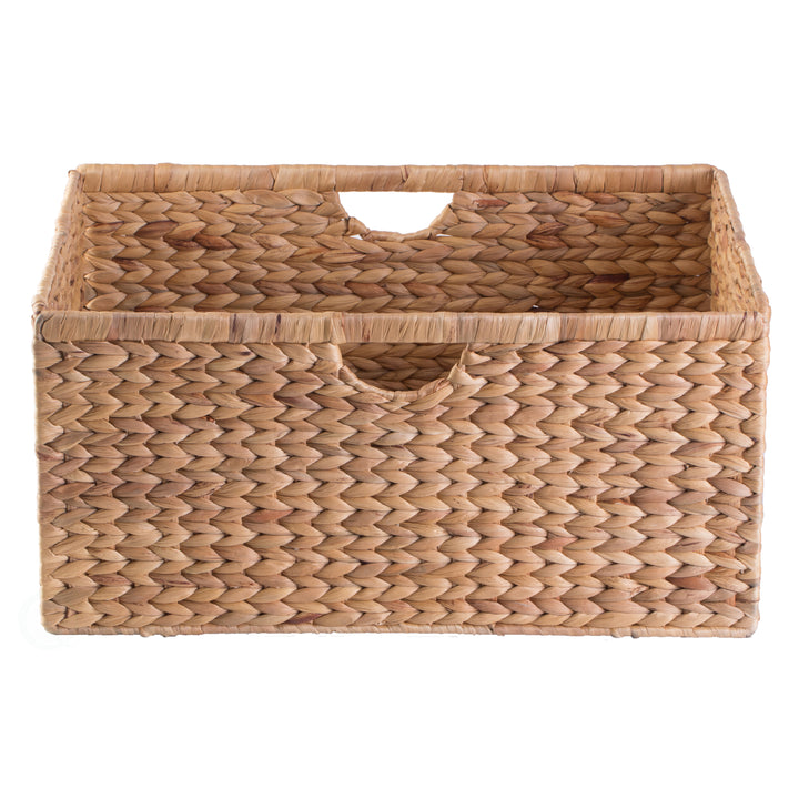 Natural Water Hyacinth Foldable Storage Bin Rustic Basket Organizer 13x13 Image 8