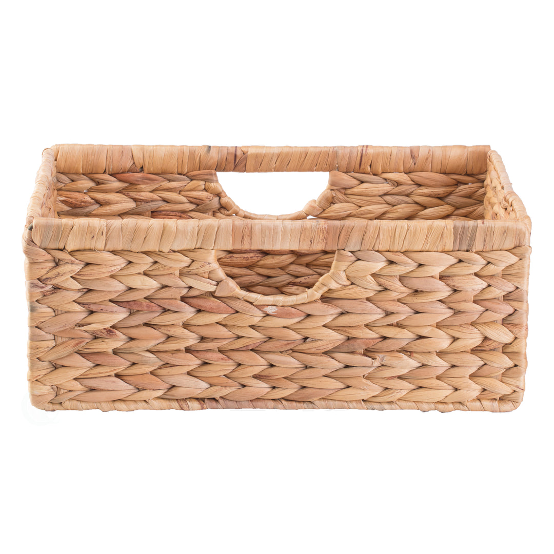 Natural Water Hyacinth Foldable Storage Bin Rustic Basket Organizer 13x13 Image 11