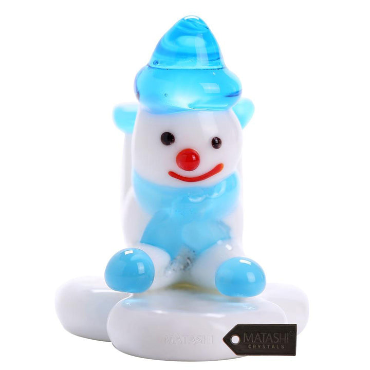 Matashi Murano Christmas Winter Decorative Glass Snowman Figurine, Christmas Gift and Ornament Home Decorative Showpiece Image 1